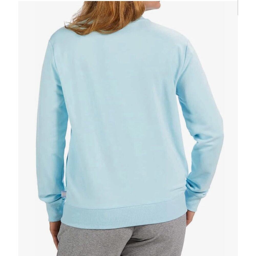 FILA French Terry Sweatshirt Womens M Blue Crewneck Pullover Pockets Lounge - Picture 2 of 9
